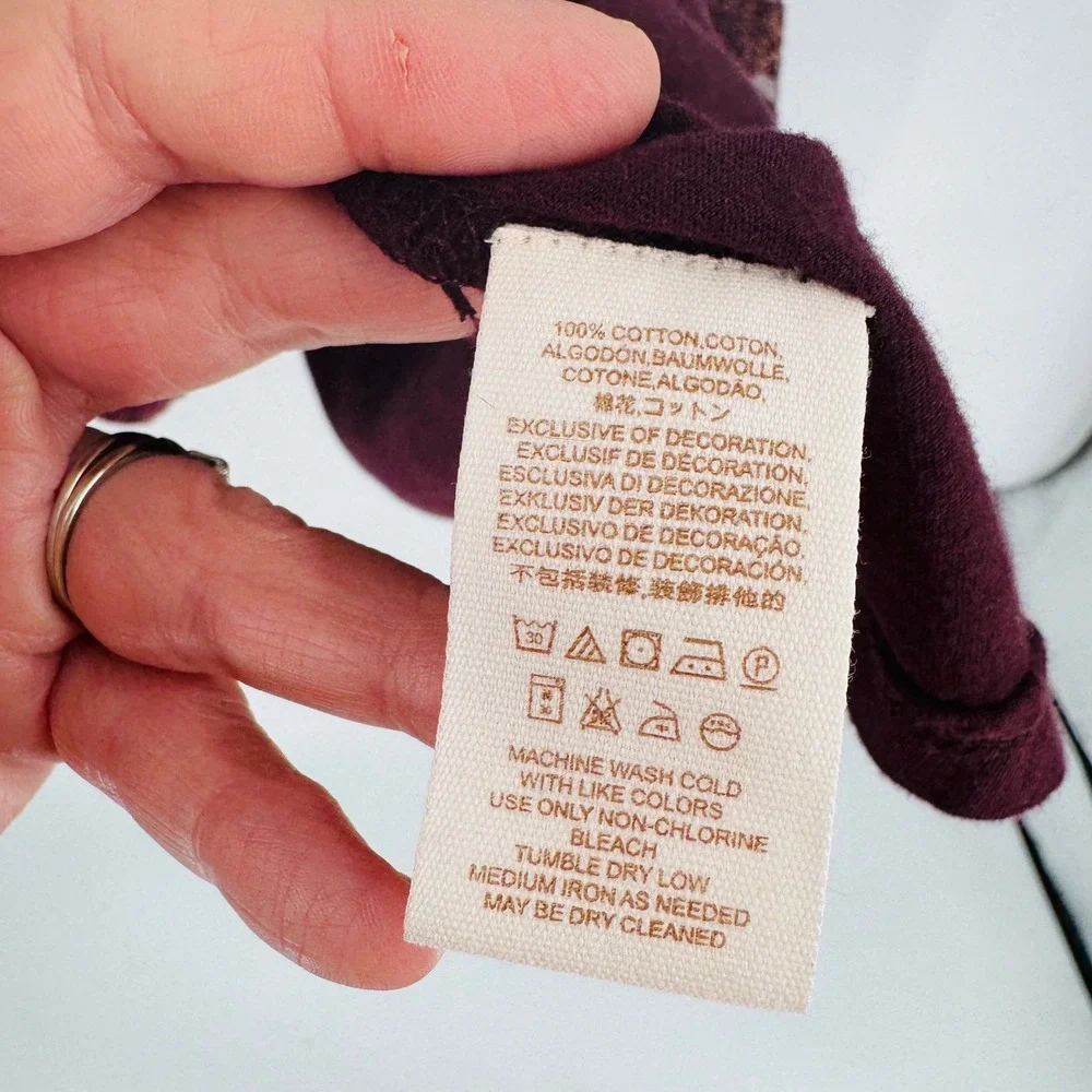 Free People Small Burgundy Plum Embroidered Lace Long Sleeve Top Boho Whimsigoth